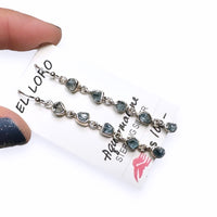 Aquamarine Miniature Raw Gems Crystal Sterling Silver Dangle Earrings