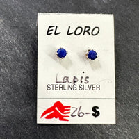 Lapis Lazuli Bright Deep Blue Faceted Crystal Sterling Silver Stud Earrings