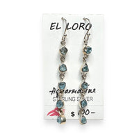 Aquamarine Miniature Raw Gems Crystal Sterling Silver Dangle Earrings