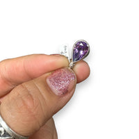 Amethyst Purple Quartz Faceted Natural Gemstone Sterling Silver Pendant