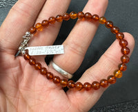 Amber Baltic Natural Gemstone Beads Sterling Silver Bracelet