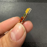 Baltic Amber Multistone Colorful Natural Cabochon Cut Gemstone Sterling Silver Pendant