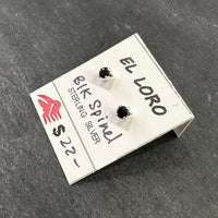 Black Spinel Faceted Crystal Sterling Silver Stud Earrings