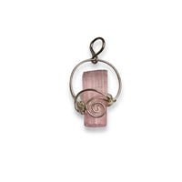 Pink Tourmaline Wirewrap Sterling Silver Pendant
