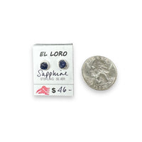 Sapphire Soft Blue Raw Crystal Sterling Silver Stud Earrings