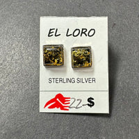 Baltic Amber Square Green Natural Gemstone Sterling Silver Stud Earrings