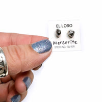 Meteorite Campo del Cielo Raw Rough Cut Gemstone Sterling Silver Stud Earrings