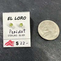 Peridot Lime Green Faceted Crystal Sterling Silver Stud Earrings