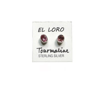 Tourmaline Pink Faceted Crystal Sterling Silver Stud Earrings