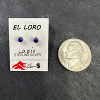 Lapis Lazuli Bright Deep Blue Faceted Crystal Sterling Silver Stud Earrings