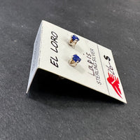 Lapis Lazuli Bright Deep Blue Faceted Crystal Sterling Silver Stud Earrings
