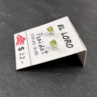 Peridot Lime Green Faceted Crystal Sterling Silver Stud Earrings