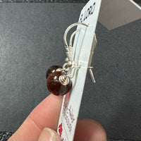 Baltic Amber Natural Cherry Red Round Gemstone Sterling Silver Drop Earrings