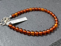 Amber Baltic Natural Gemstone Beads Sterling Silver Bracelet