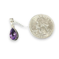 Amethyst Purple Quartz Faceted Natural Gemstone Sterling Silver Pendant