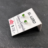 Chrome Diopside Rich Green Faceted Crystal Sterling Silver Stud Earrings