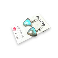 Labradorite Gemstone Triangle Drop Sterling Silver Dangle Earrings