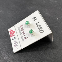 Emerald Green Beryl Bright Faceted Crystal Sterling Silver Stud Earrings