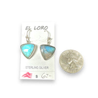 Labradorite Gemstone Triangle Drop Sterling Silver Dangle Earrings