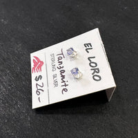 Tanzanite Light Purple Faceted Crystal Sterling Silver Stud Earrings