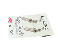 Rose Quartz Pink Miniature Crystal Point Sterling Silver Dangle Earrings