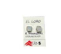 Moonstone Rainbow Raw Crystal Sterling Silver Stud Earrings