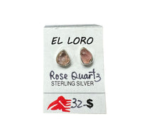 Rose Quartz Pink Raw Crystal Sterling Silver Stud Earrings