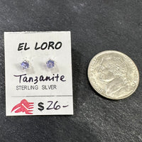 Tanzanite Light Purple Faceted Crystal Sterling Silver Stud Earrings