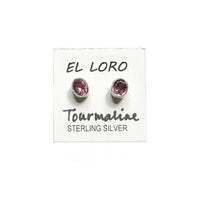 Tourmaline Pink Faceted Crystal Sterling Silver Stud Earrings