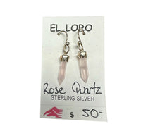 Rose Quartz Pink Miniature Crystal Point Sterling Silver Dangle Earrings
