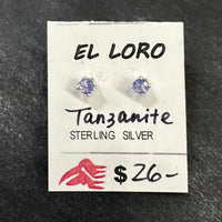 Tanzanite Light Purple Faceted Crystal Sterling Silver Stud Earrings