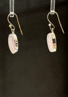 Rose Quartz Pink Cabochon Simple Sterling Silver Dangle Earrings