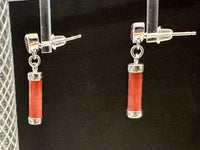 Garnet Hearts Red Jade (D) Dark Faceted Crystal Sterling Silver Stud Earrings
