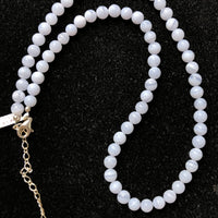 CUSTOM Blue Lace Agate Round Bead Strand Sterling Silver Necklace by Josephine Grasso