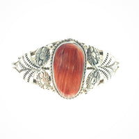Spiny Oyster Shell Organic Natural Gemstone Native American Navajo Sterling Silver Bracelet Cuff
