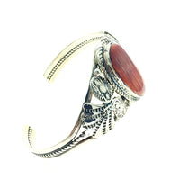 Spiny Oyster Shell Organic Natural Gemstone Native American Navajo Sterling Silver Bracelet Cuff