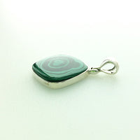 Malachite Banded Bright Green Gemstone in Sterling Silver Pendant