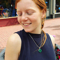 Malachite Banded Bright Green Gemstone in Sterling Silver Pendant