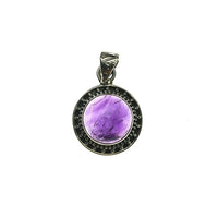 Amethyst Purple Quartz Natural Gemstone Sterling Silver Pendant