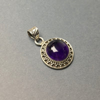 Amethyst Purple Quartz Natural Gemstone Sterling Silver Pendant