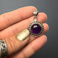 Amethyst Purple Quartz Natural Gemstone Sterling Silver Pendant