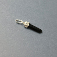 Black Onyx Miniature Crystal Point Sterling Silver Pendant