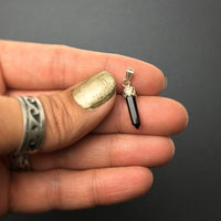 Black Onyx Miniature Crystal Point Sterling Silver Pendant