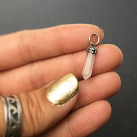 Rose Quartz Pink Miniature Crystal Point Sterling Silver Pendant