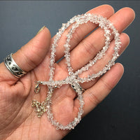 Herkimer Diamond Quartz Natural Crystal Bead Strand Sterling Silver Necklace by Josephine Grasso