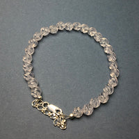 Rose Quartz Carved Gemstone Bead Sterling Silver Bracelet by Josephine Grasso