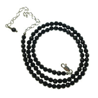 Black Onyx Faceted Gemstone Bead Strand Sterling Silver Necklace by Josephine Grasso