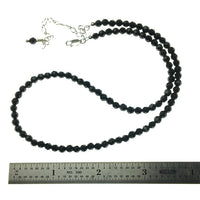 Black Onyx Faceted Gemstone Bead Strand Sterling Silver Necklace by Josephine Grasso