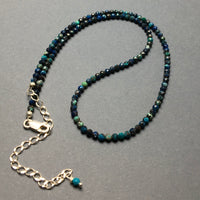 Chrysocolla Faceted Gemstone Bead Strand Sterling Silver Necklace by Josephine Grasso