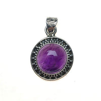 Amethyst Purple Quartz Natural Gemstone Sterling Silver Pendant